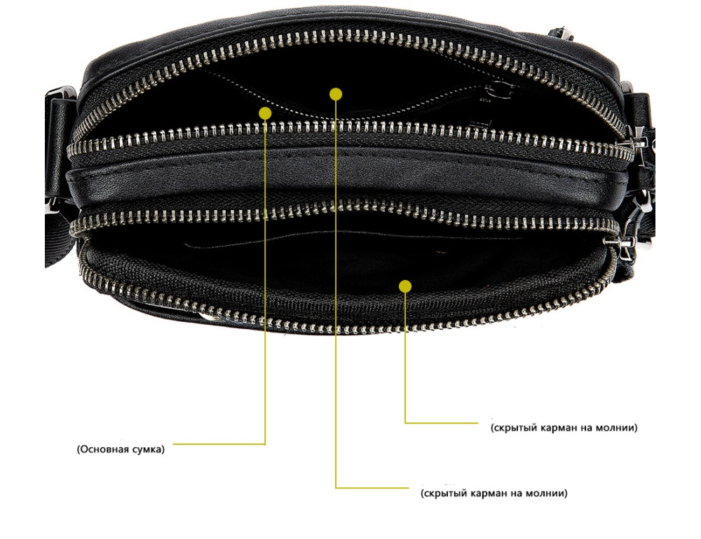 Чорна чоловіча шкіряна маленька сумка Tiding Bag 8715A - Фотографія № 4