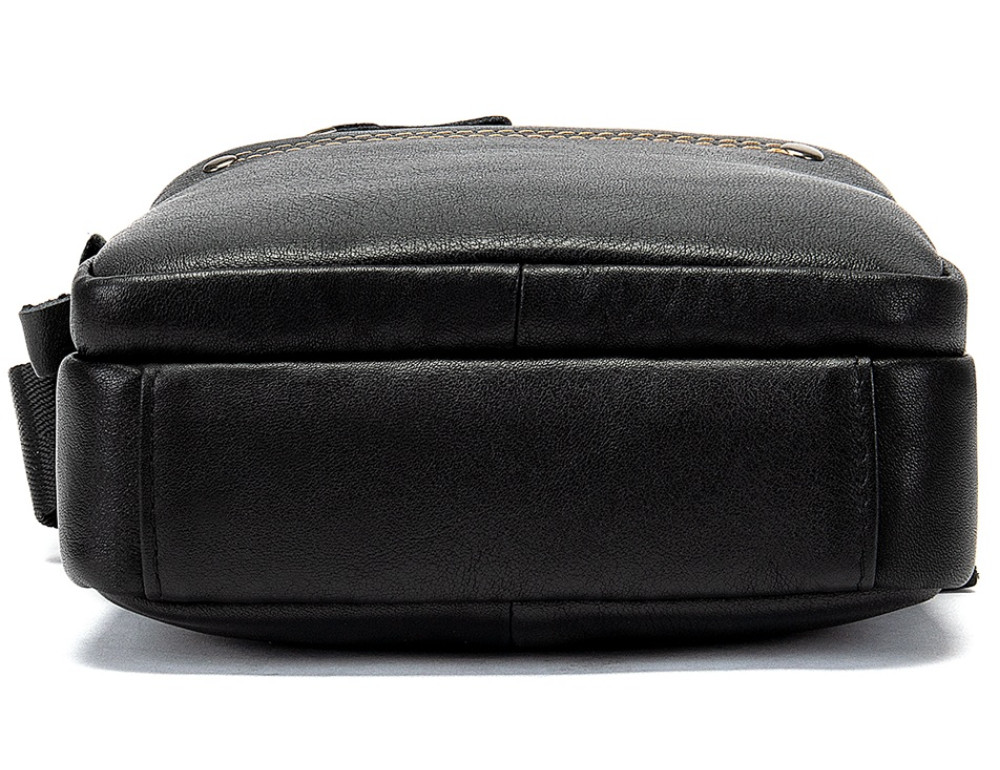 Чорна чоловіча шкіряна маленька сумка Tiding Bag 8715A - Фотографія № 5