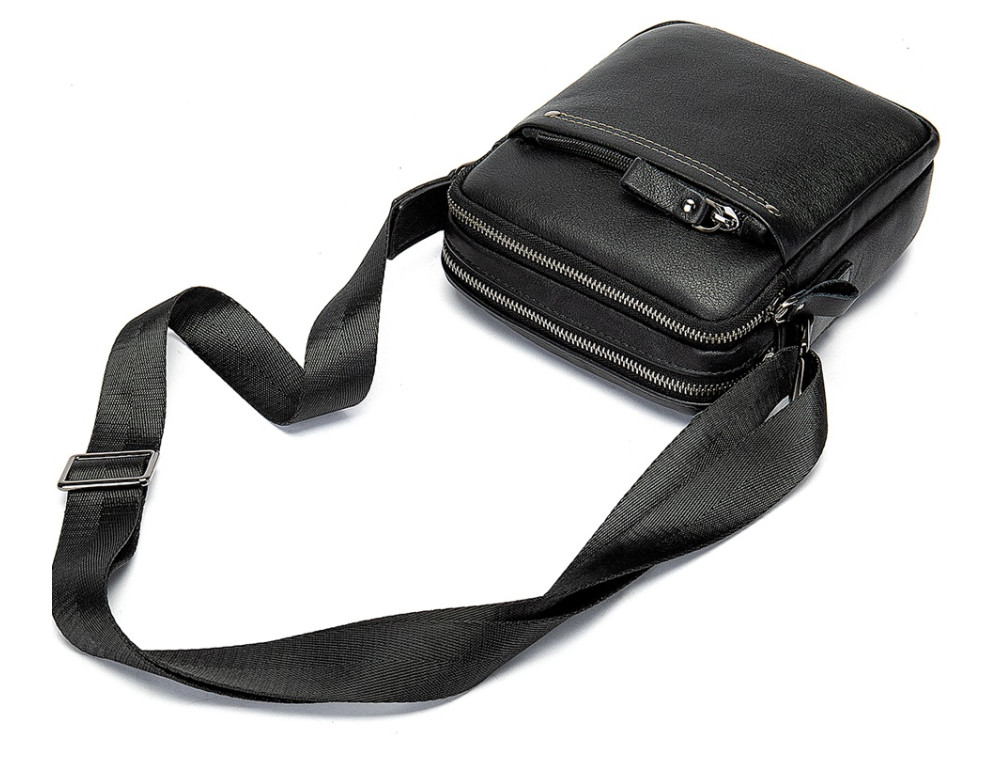 Чорна чоловіча шкіряна маленька сумка Tiding Bag 8715A - Фотографія № 6