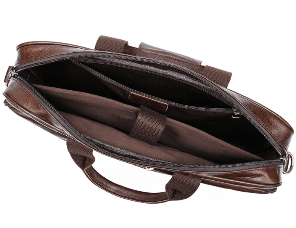 Темно-коричневий шкіряний портфель Tiding Bag 8841C - Фотографія № 2