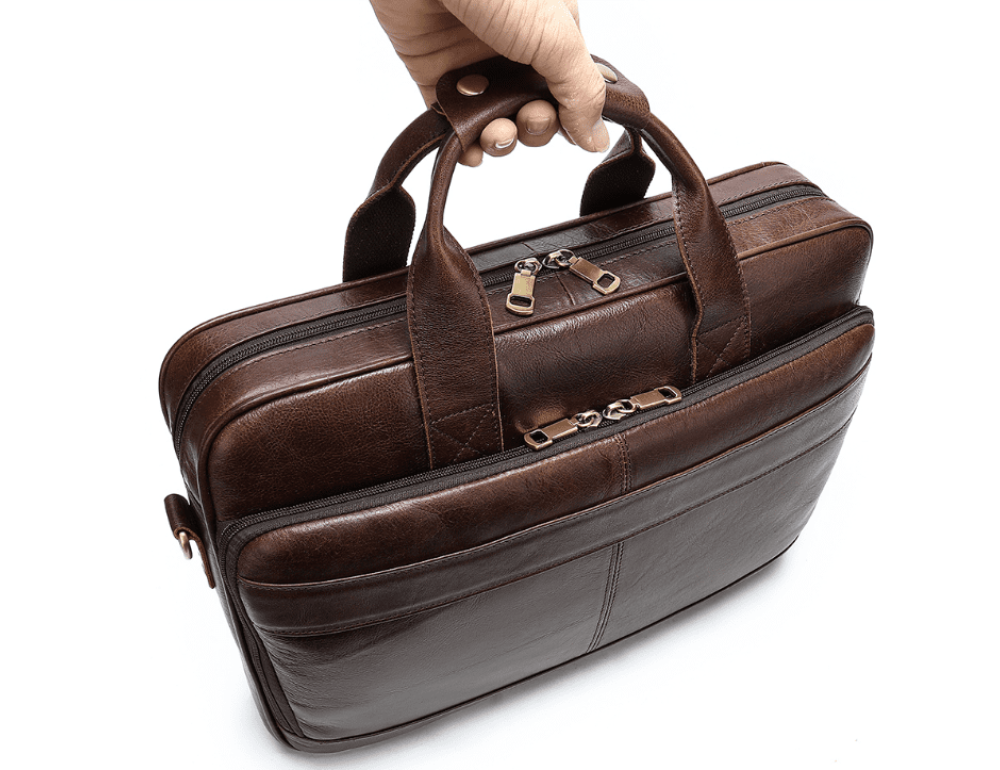 Темно-коричневий шкіряний портфель Tiding Bag 8841C - Фотографія № 4
