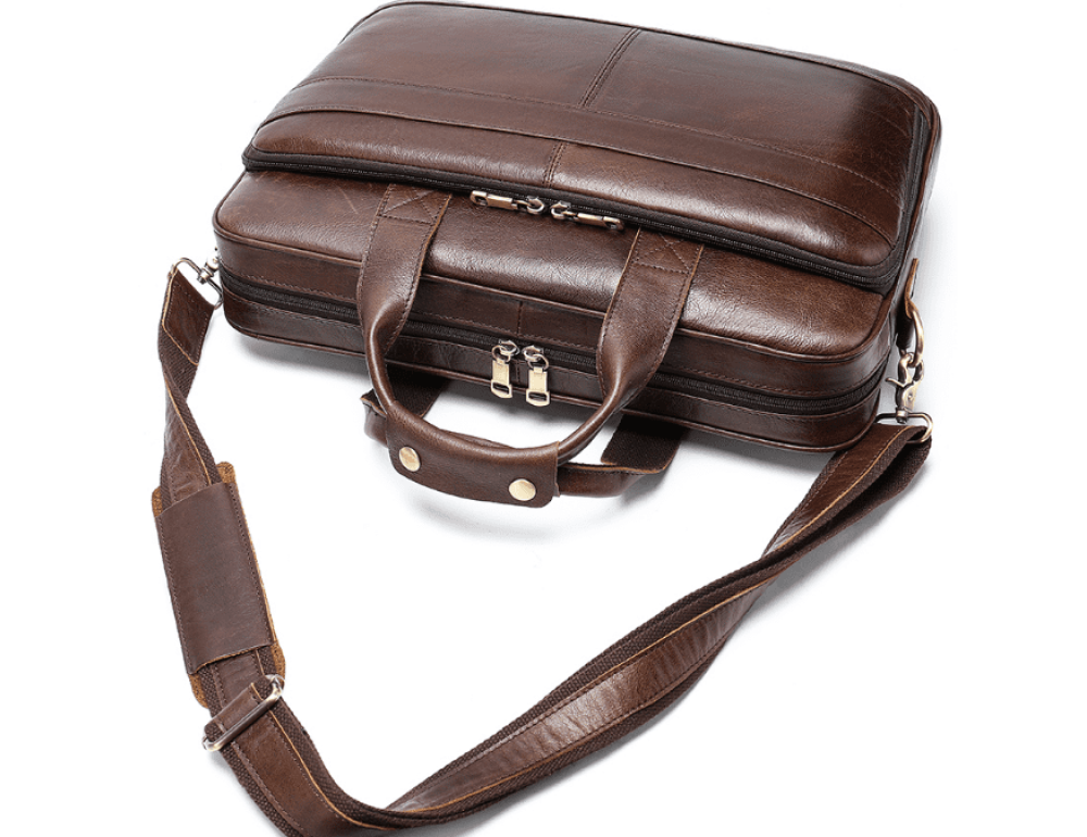 Темно-коричневий шкіряний портфель Tiding Bag 8841C - Фотографія № 5