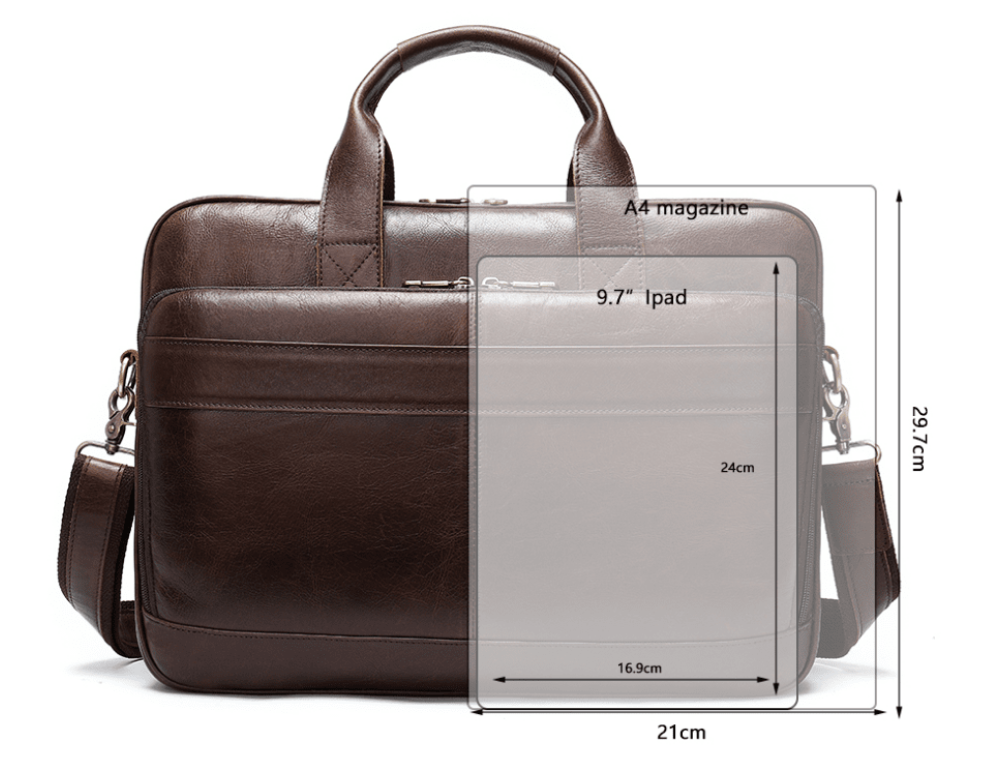 Темно-коричневий шкіряний портфель Tiding Bag 8841C - Фотографія № 8
