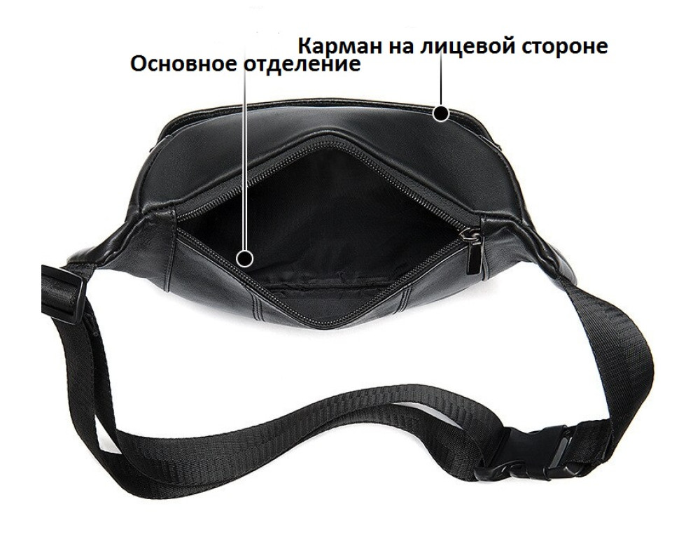 Чорна шкіряна сумка на пояс TIDING BAG 8910A - Фотографія № 4