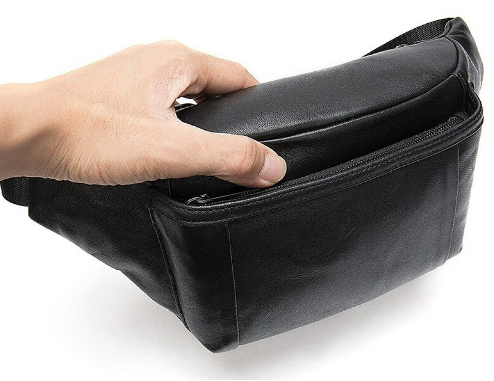 Чорна шкіряна сумка на пояс TIDING BAG 8910A - Фотографія № 5