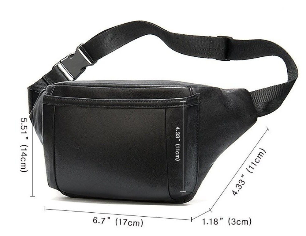 Чорна шкіряна сумка на пояс TIDING BAG 8910A - Фотографія № 6