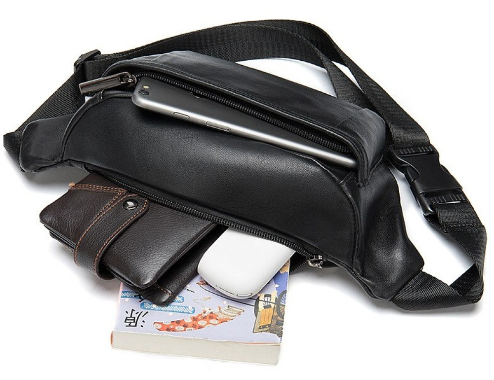 Чорна шкіряна сумка на пояс TIDING BAG 8910A - Фотографія № 7