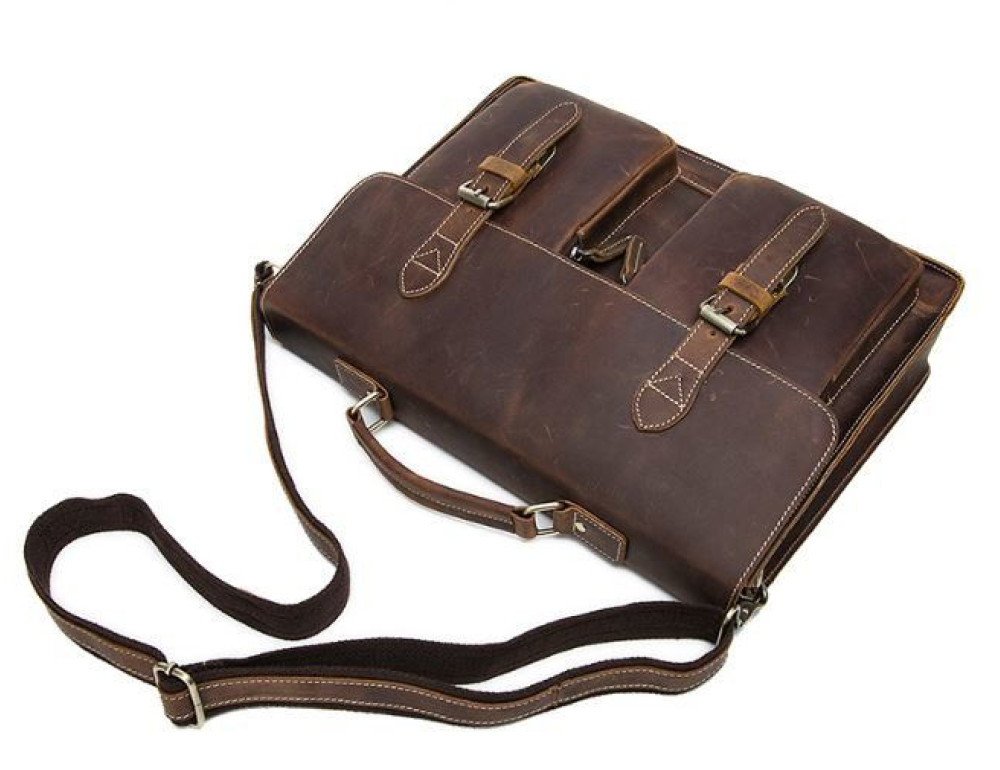 Коричневий шкіряний портфель Tiding Bag 9033C - Фотографія № 4
