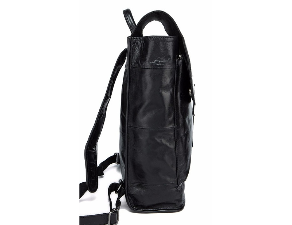 Чорний міської рюкзак з гладкої шкіри Tiding Bag 9116A - Фотографія № 4