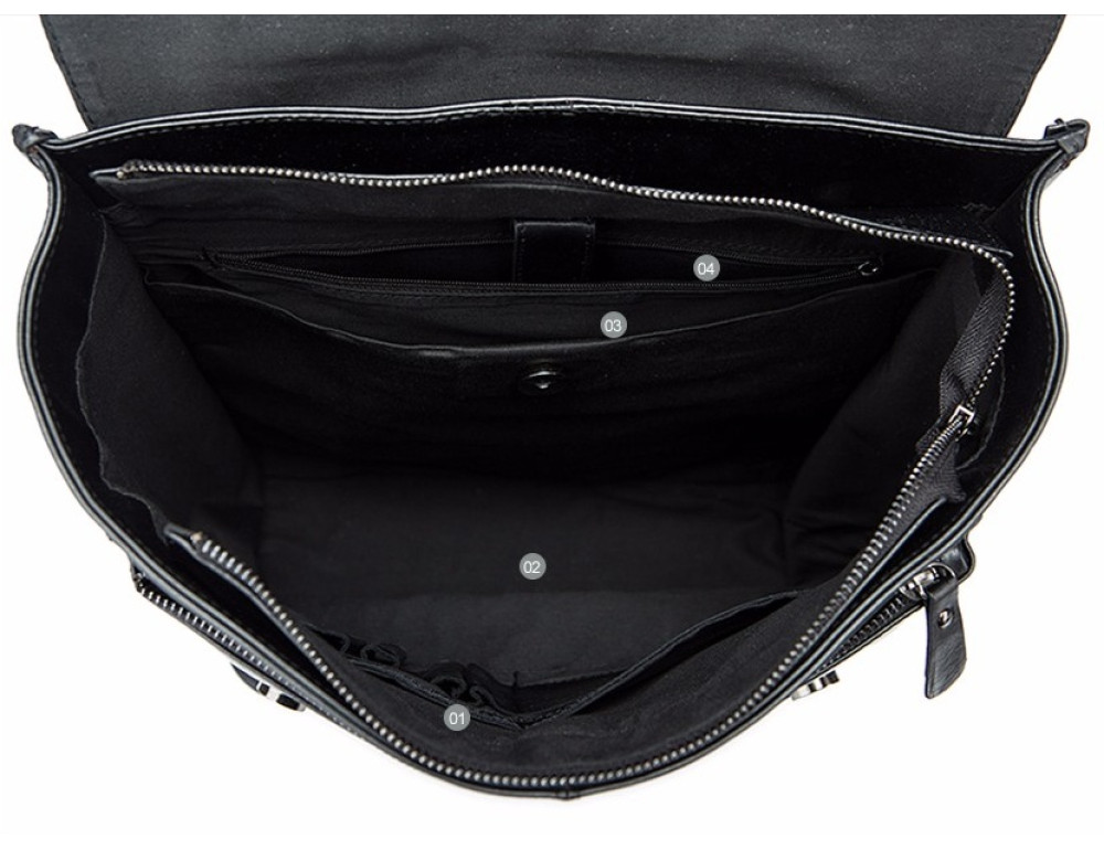Чорний міської рюкзак з гладкої шкіри Tiding Bag 9116A - Фотографія № 6
