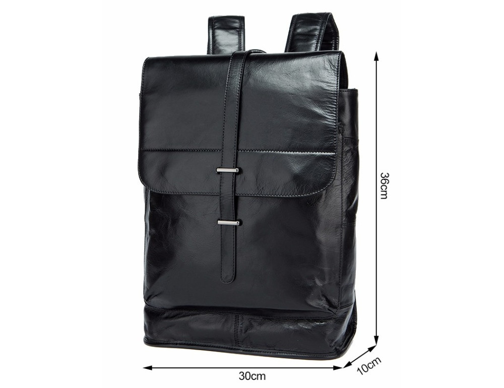 Чорний міської рюкзак з гладкої шкіри Tiding Bag 9116A - Фотографія № 8