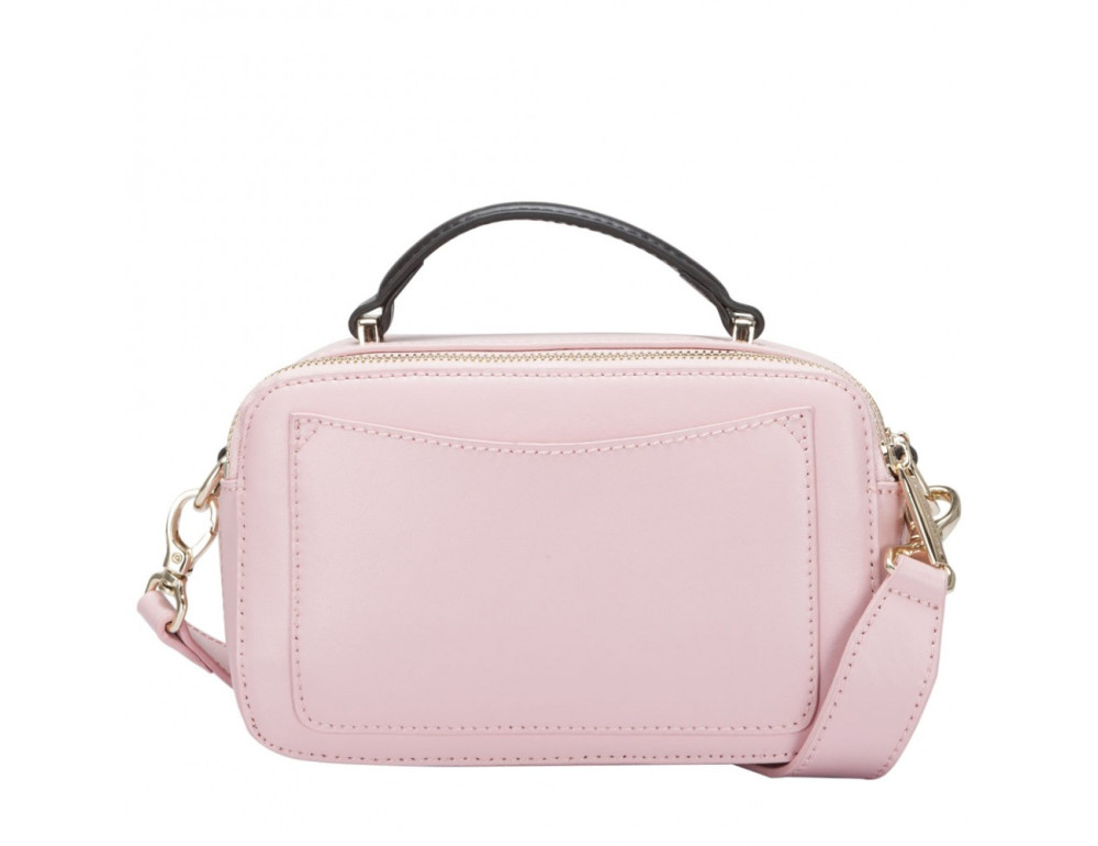Нежно-розовая кожаная сумка через плечо Smith & Canova 92658 PINK - Фото № 2