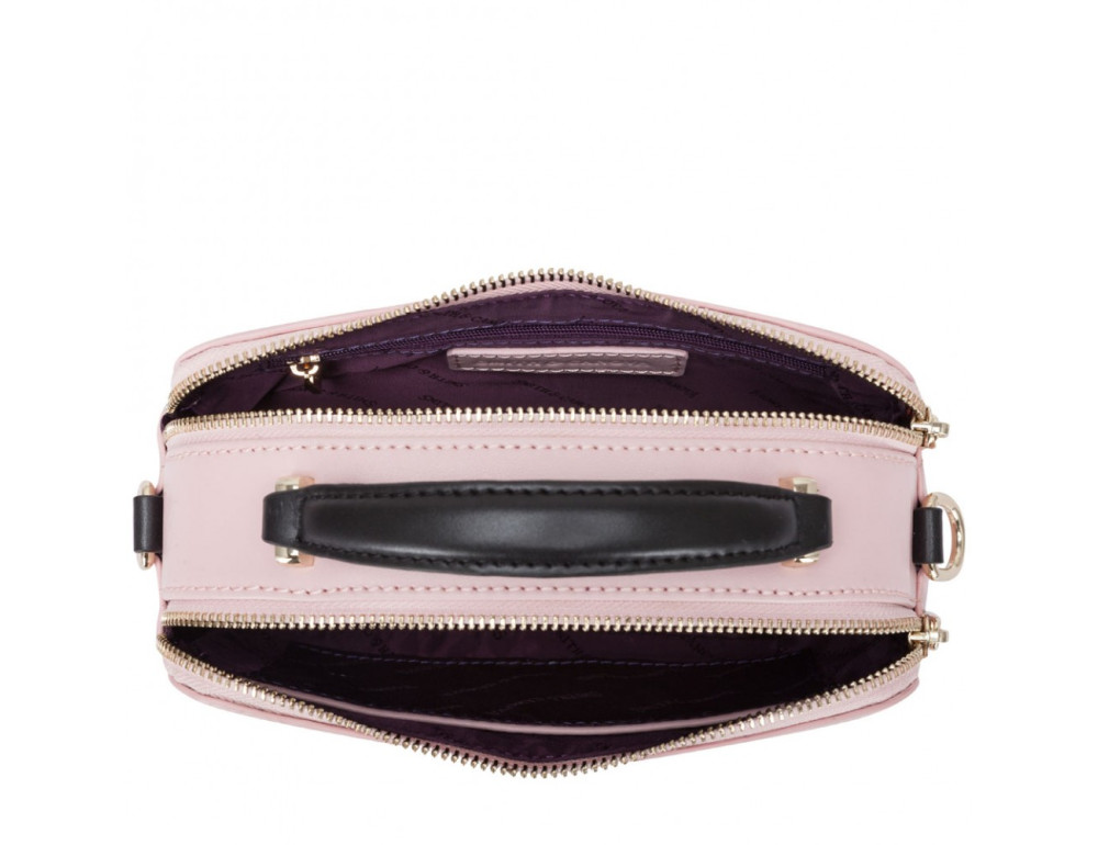Нежно-розовая кожаная сумка через плечо Smith & Canova 92658 PINK - Фото № 3