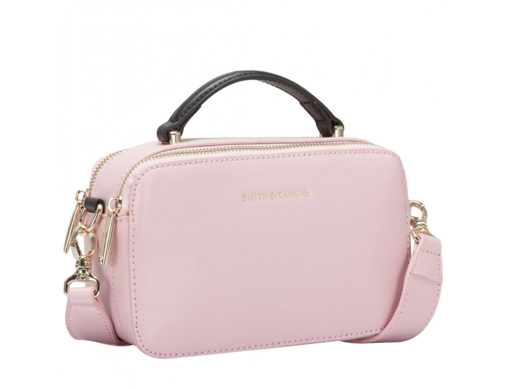 Нежно-розовая кожаная сумка через плечо Smith & Canova 92658 PINK - Фото № 4