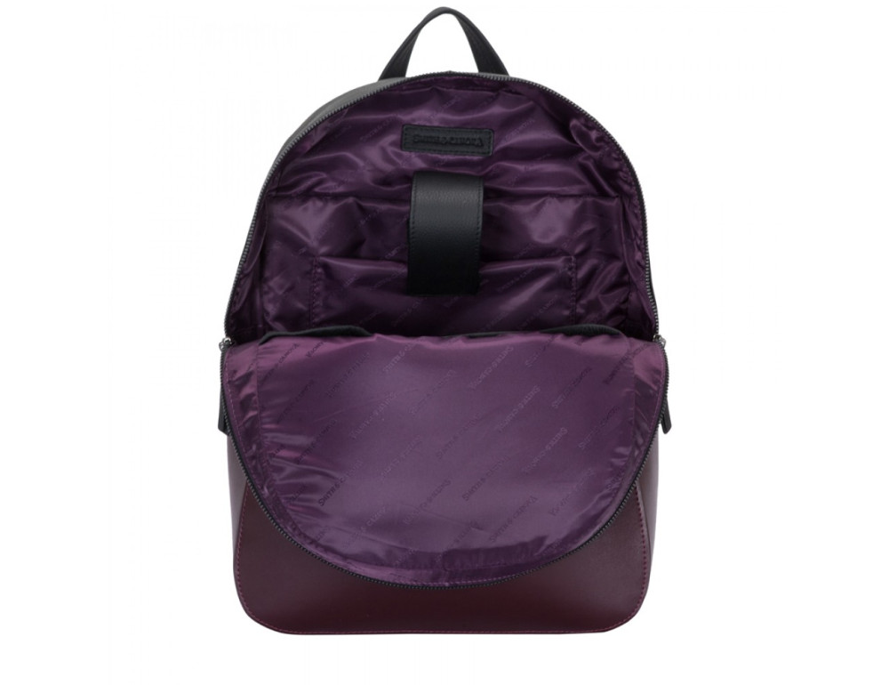 Чорний з бордовим шкіряний рюкзак Smith & Canova 92901 BLK-BRG - Фотографія № 3