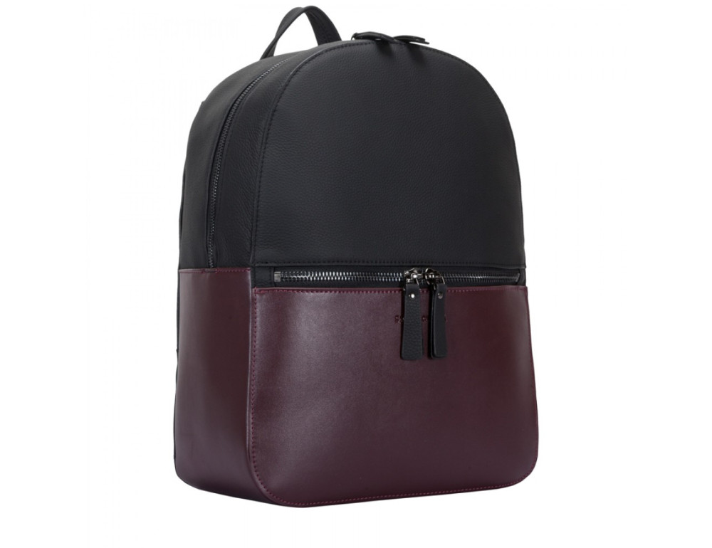 Чорний з бордовим шкіряний рюкзак Smith & Canova 92901 BLK-BRG - Фотографія № 4