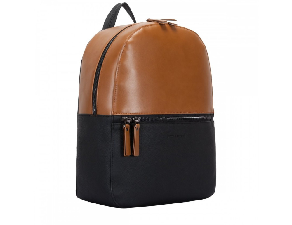 Рудий з чорним шкіряний рюкзак Smith & Canova Francis 92901 BLK-TAN - Фотографія № 2