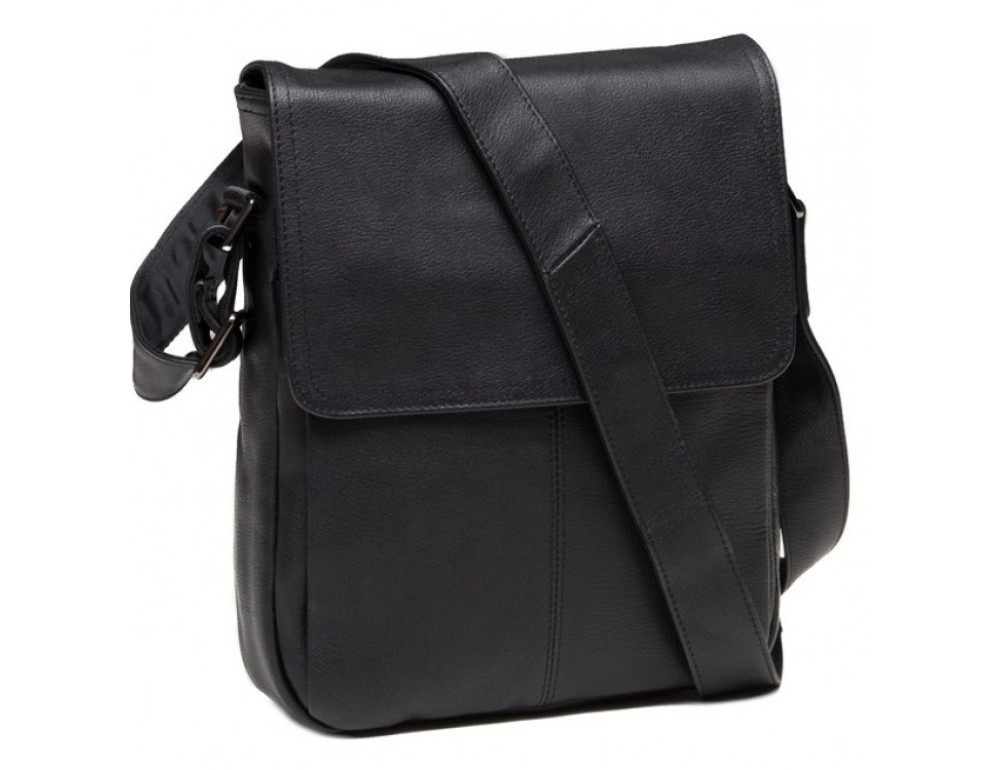 Чорна шкіряна сумка-месенджер TIDING BAG 9805A - Фотографія № 3