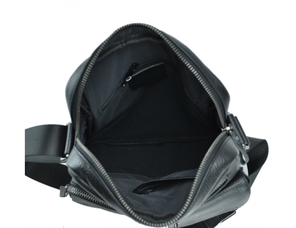 Чорна шкіряна чоловіча сумка-месенджер Tiding Bag 9812-1A - Фотографія № 2