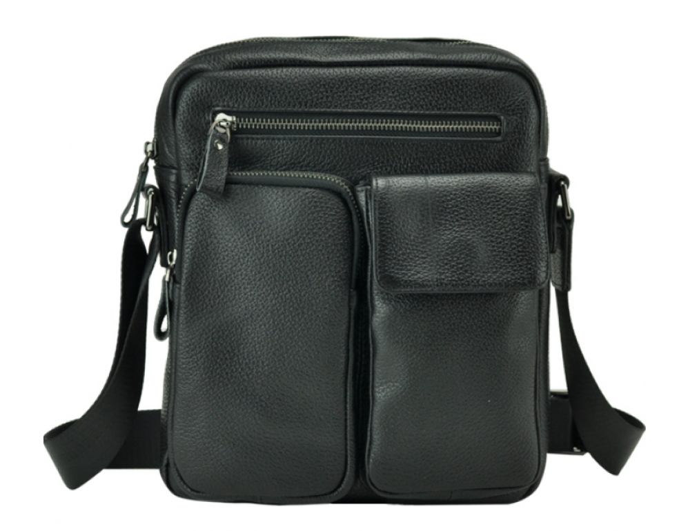 Чорна шкіряна чоловіча сумка-месенджер Tiding Bag 9812-1A - Фотографія № 3