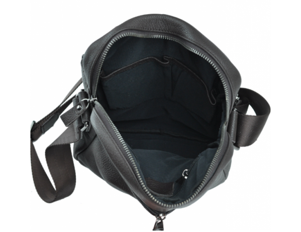 Тёмно-коричневая кожаная мужская сумка-мессенджер Tiding Bag 9812-1C - Фото № 2