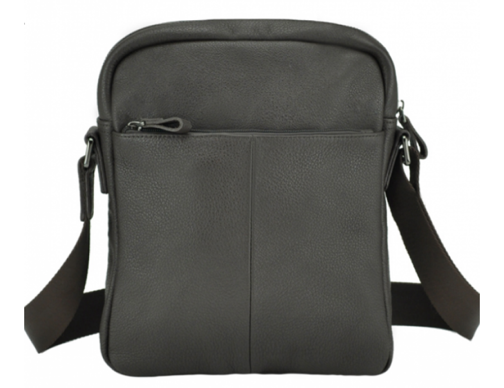 Тёмно-коричневая кожаная мужская сумка-мессенджер Tiding Bag 9812-1C - Фото № 4