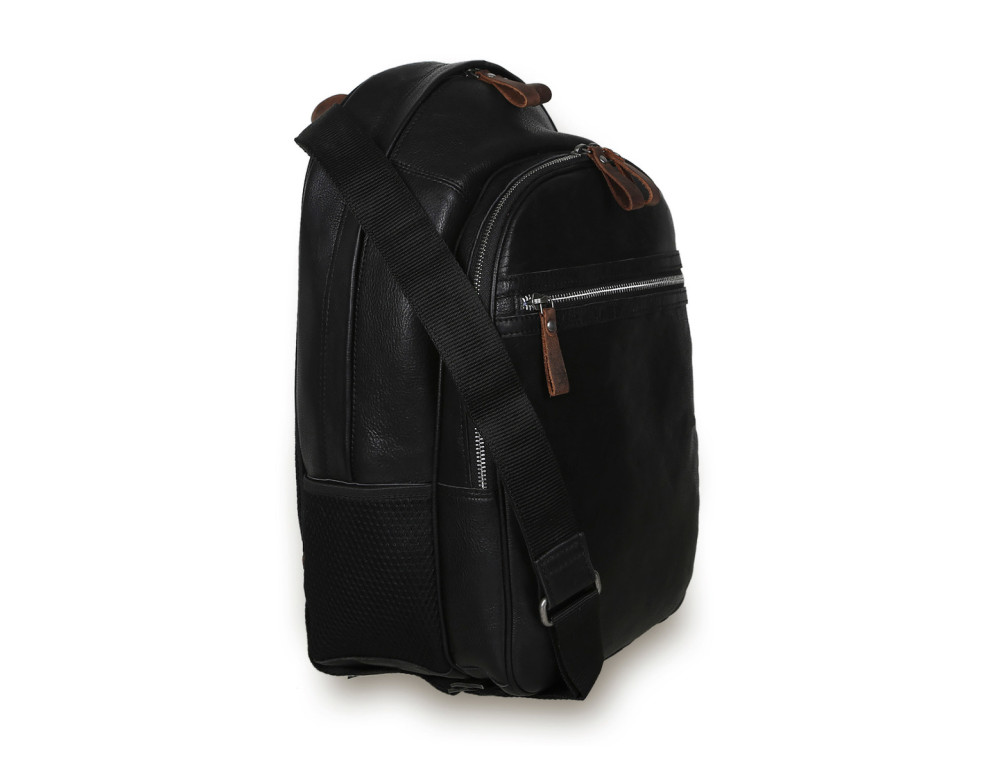 Чоловічий шкіряний рюкзак чорного кольору Ashwood Leather 4555 Black - Фотографія № 3