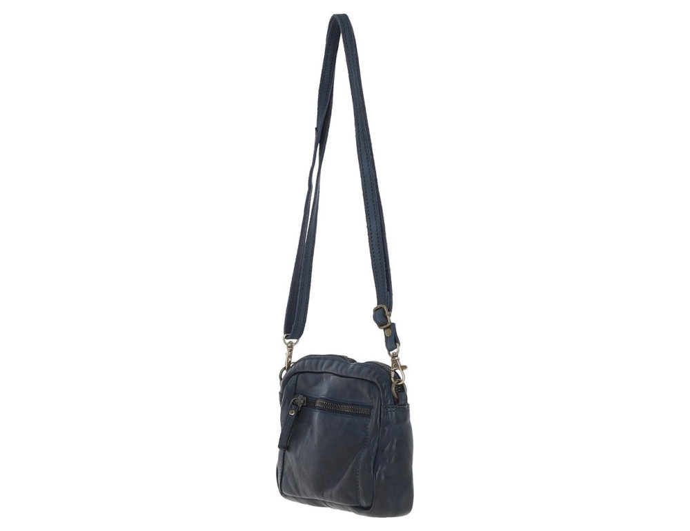 Жіноча шкіряна сумка кросбоді Ashwood Leather D98 NAVY, темно-синя - Фотографія № 3