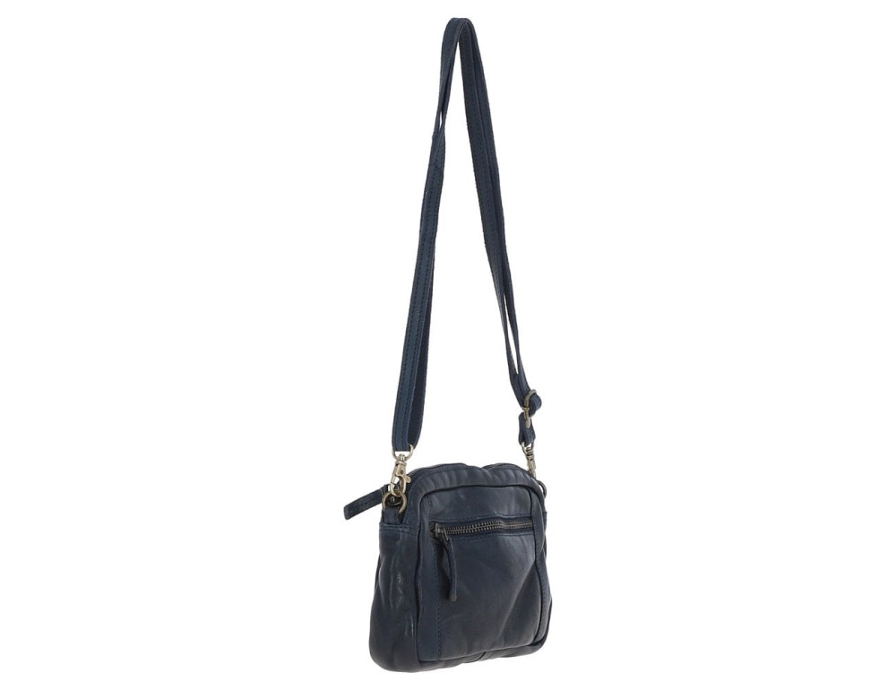 Жіноча шкіряна сумка кросбоді Ashwood Leather D98 NAVY, темно-синя - Фотографія № 5