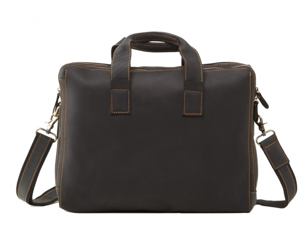 Чоловіча шкіряна сумка TIDING BAG 7167A темно-коричневий - Фотографія № 3