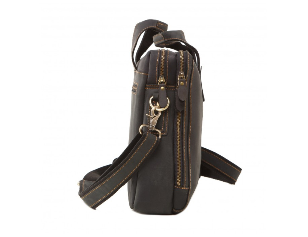 Чоловіча шкіряна сумка TIDING BAG 7167A темно-коричневий - Фотографія № 5