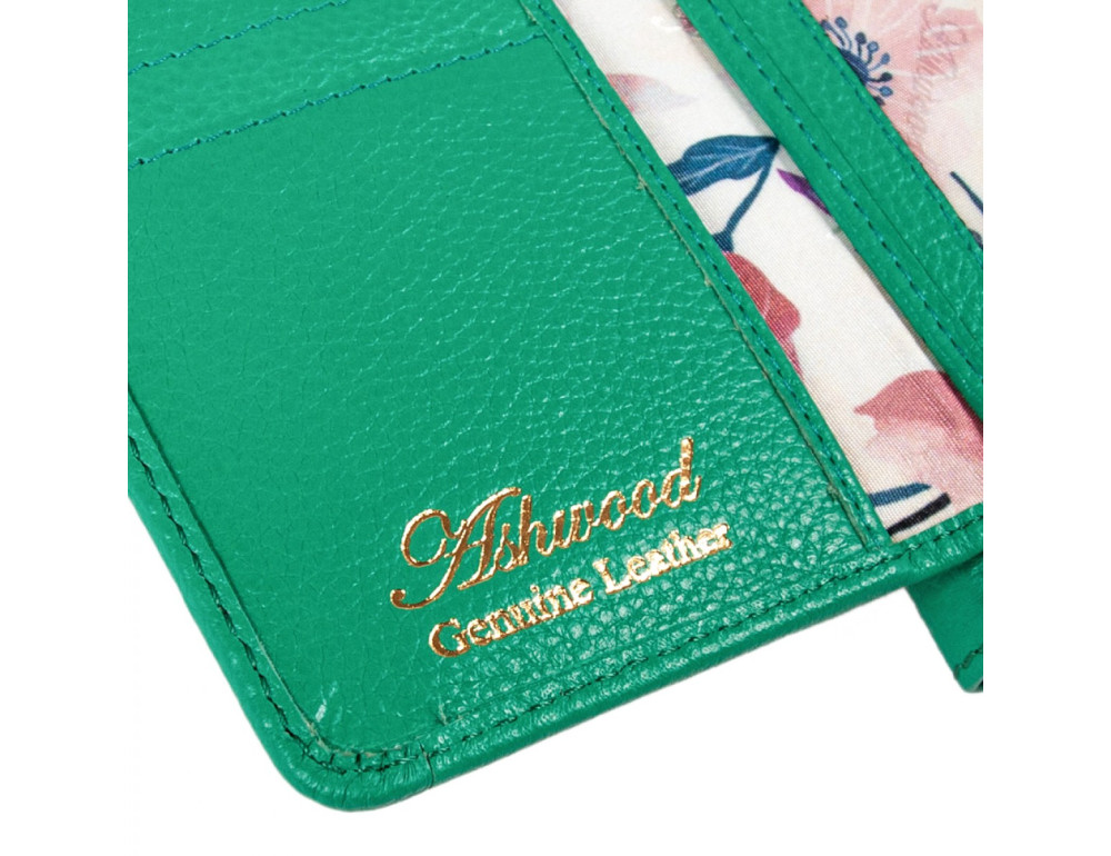 Шкіряний жіночий гаманець зеленого кольору Ashwood J54 GUM-GR - Фотографія № 8