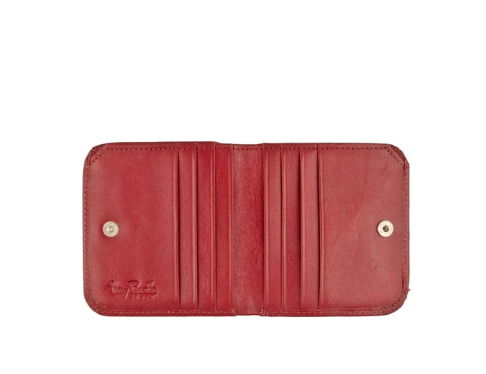 Женский кожаный мини кошелёк красного цвета Tony Perotti Italico 1858S rosso - Фото № 3