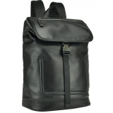 Чорний шкіряний рюкзак з клапаном Tiding Bag B3-2731A