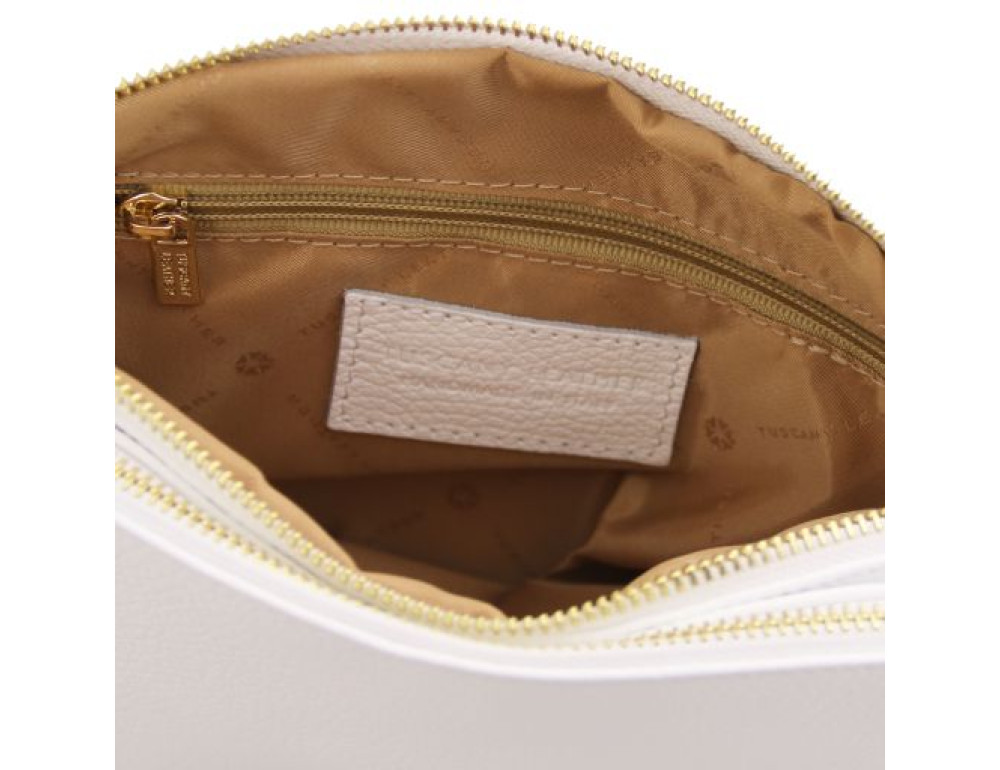 Біла шкіряна сумка через плече Tuscany Leather TL142375 White - Фотографія № 3