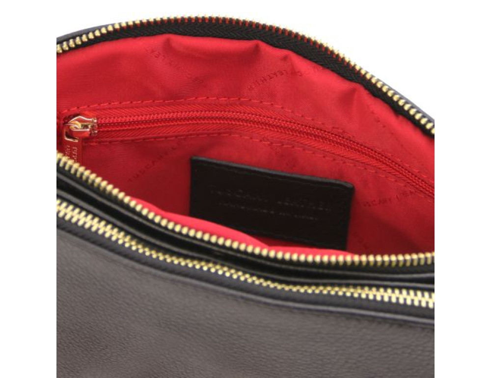 Чорна шкіряна сумка через плече Tuscany Leather TL142375 Black - Фотографія № 3