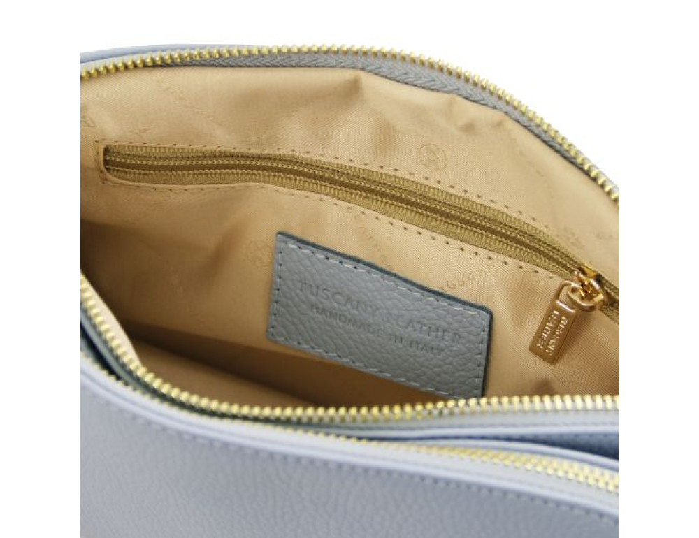 Блактина шкіряна сумка через плече Tuscany Leather TL142375 LIGHT BLUE - Фотографія № 3