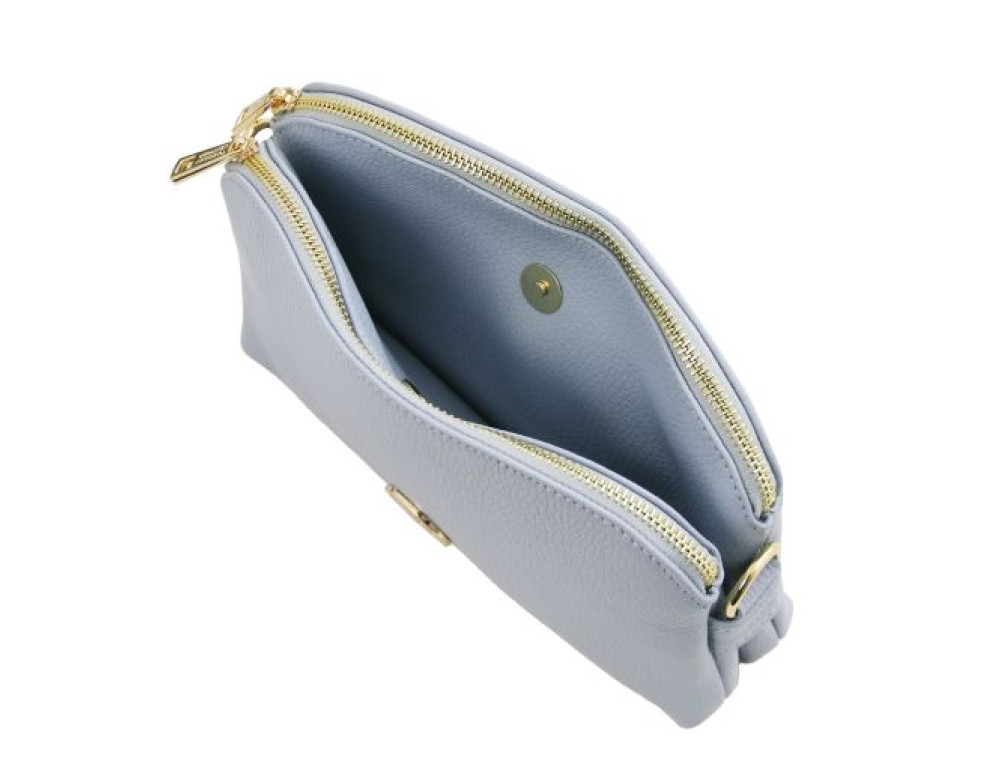 Блактина шкіряна сумка через плече Tuscany Leather TL142375 LIGHT BLUE - Фотографія № 5