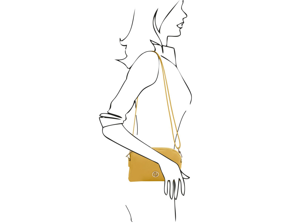 Жовта шкіряна сумка через плече Tuscany Leather TL142375 PASTEL YELLOW - Фотографія № 2