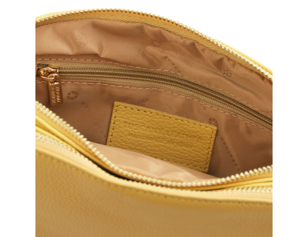 Жовта шкіряна сумка через плече Tuscany Leather TL142375 PASTEL YELLOW - Фотографія № 3