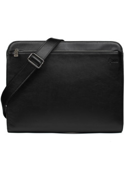 Кожаная папка для документов на три отделения и плечевым ремнём TARWA GA-2142-4lx Чёрная