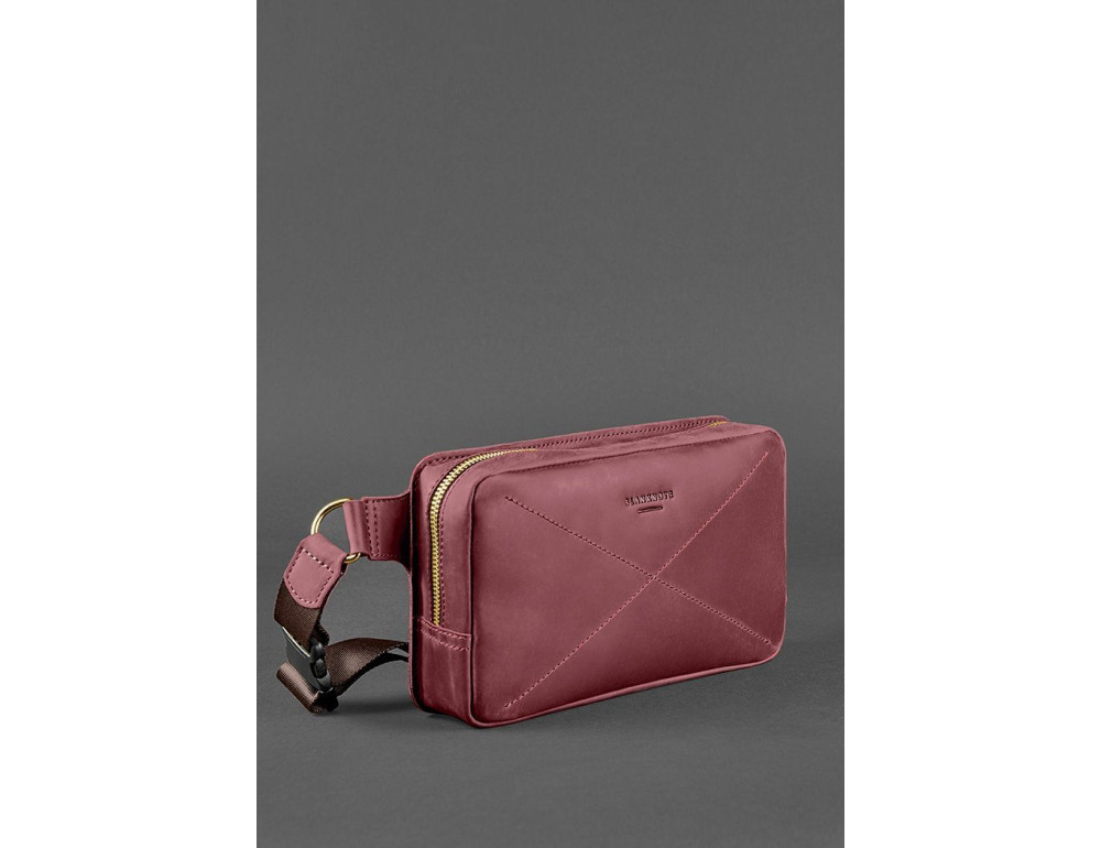 Бордова шкіряна сумка на пояс Blancnote BN-BAG-20-VIN-KR - Фотографія № 2
