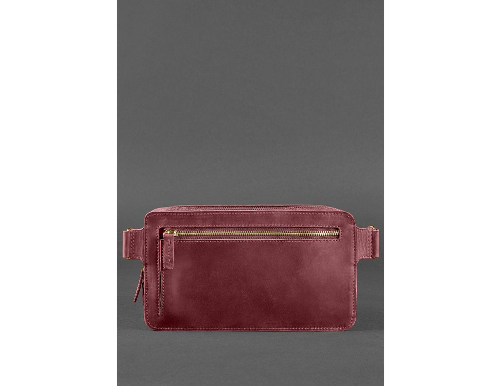 Бордова шкіряна сумка на пояс Blancnote BN-BAG-20-VIN-KR - Фотографія № 3