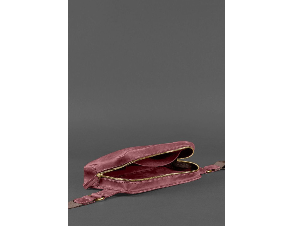 Бордова шкіряна сумка на пояс Blancnote BN-BAG-20-VIN-KR - Фотографія № 6