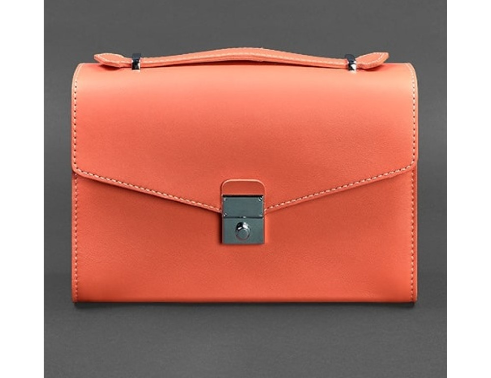Коралова шкіряна сумка через плече Blanknote BN-BAG-35-LIVING-CORAL - Фотографія № 3