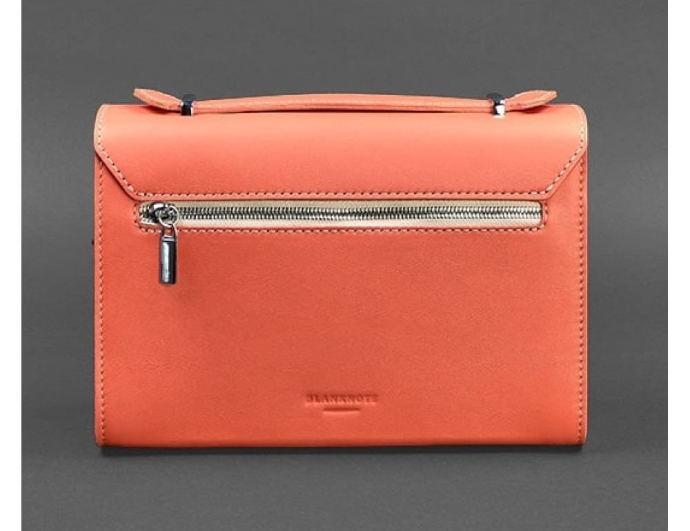 Коралова шкіряна сумка через плече Blanknote BN-BAG-35-LIVING-CORAL - Фотографія № 4