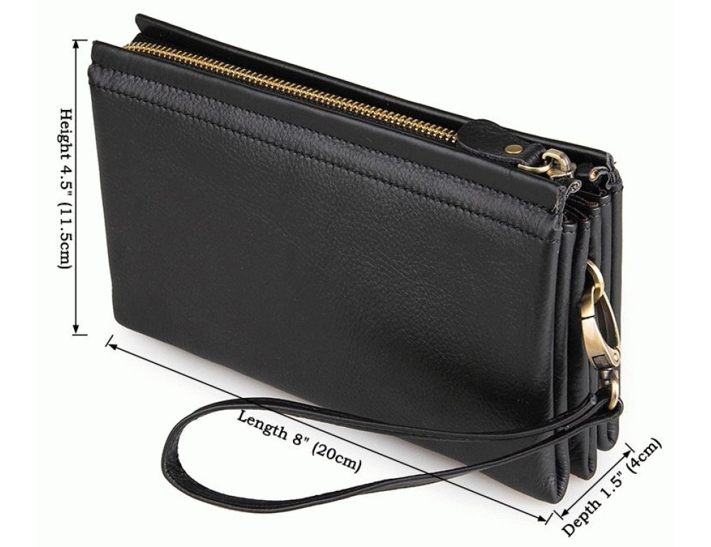 Чоловічий шкіряний клатч TIDING BAG 8071A чорний - Фотографія № 7
