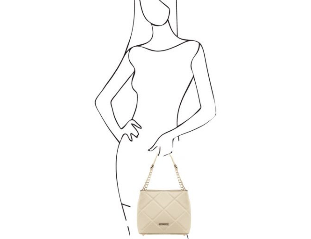 Бежева шкіряна сумочка через плече з Італії TL142220 BEIGE - Фотографія № 7