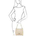 Бежева шкіряна сумочка через плече з Італії TL142220 BEIGE - Фотографія № 106
