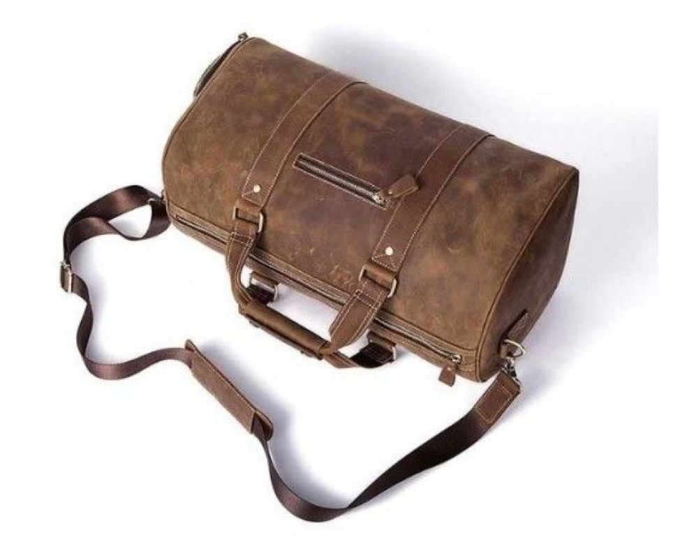Коричневая дорожная сумка из винтажной кожи Crazy Hourse Vintage 14893 - Фото № 3